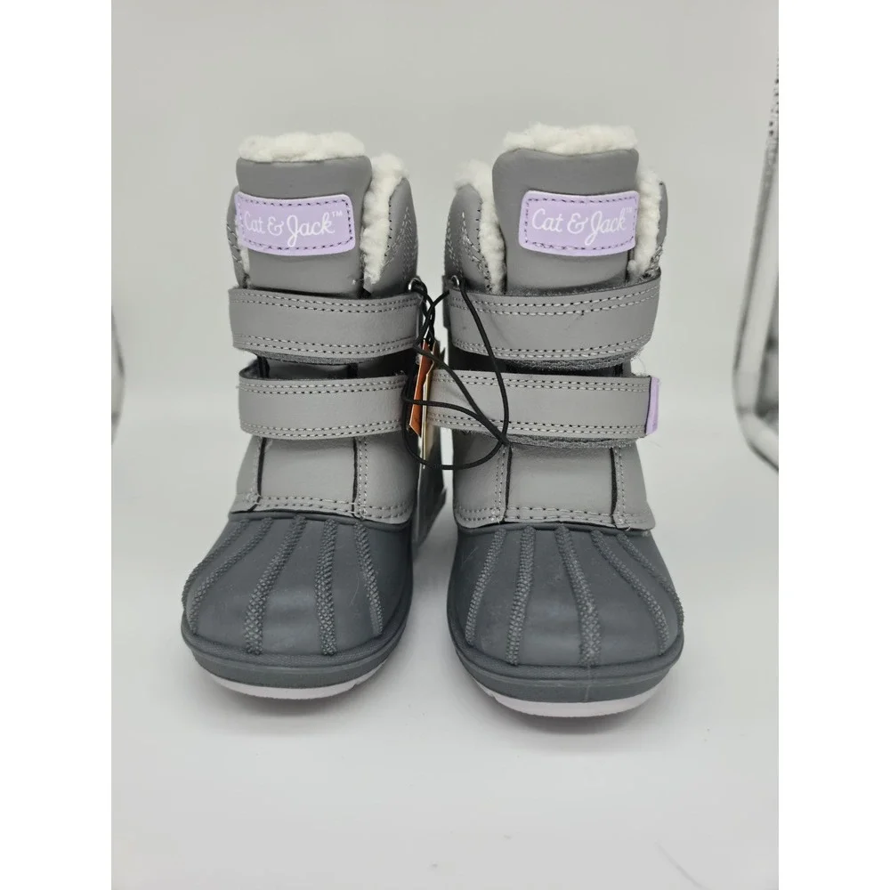 NWT Cat & Jack Toddler Denver Winter Boots Gray Waterproof Insulated Size 7 Play